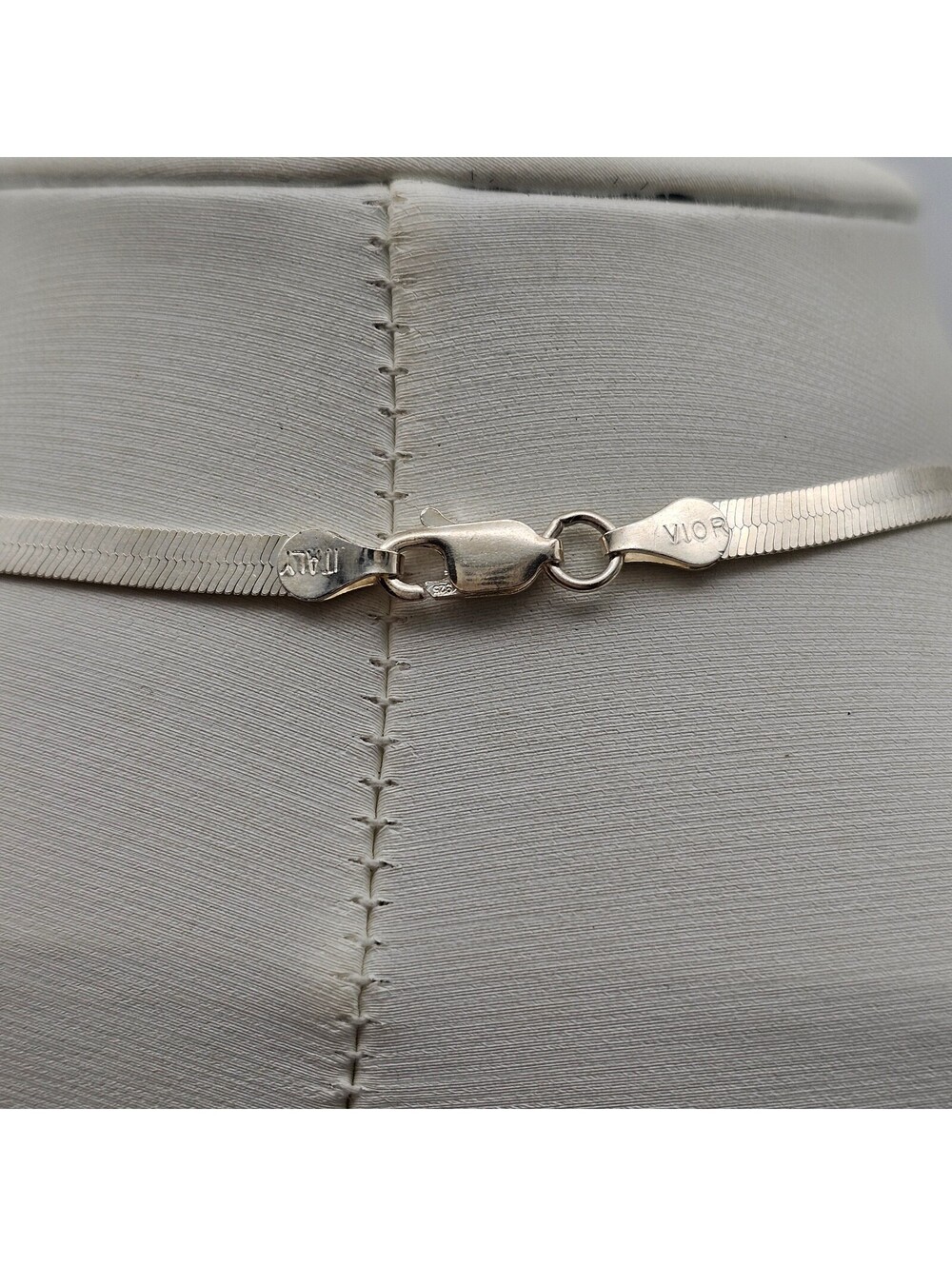 925 Italy VIOR Sterling Silver Dolphin Herringbone Necklace 16" 6.45 - Picture 8 of 10